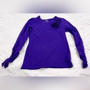Girls' Purple Long Sleeve Tee with Floral Detail